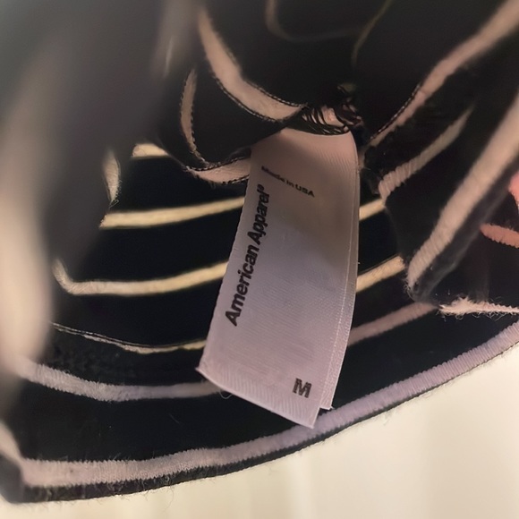 American Apparel Women’s Long Sleeved Crop Top | Black with White Stripes - Picture 2 of 2